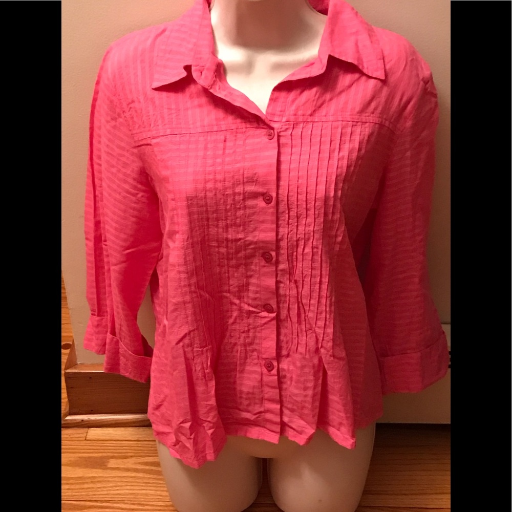 Sarah Johnson size medium hot pink cotton blouse
